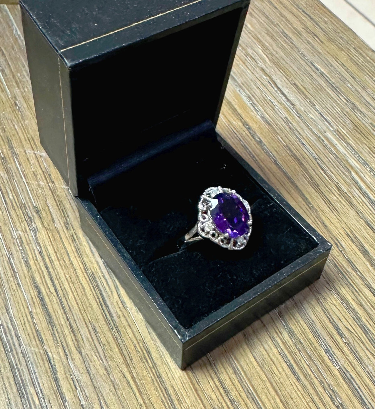 14K Amethyst Diamond Ring