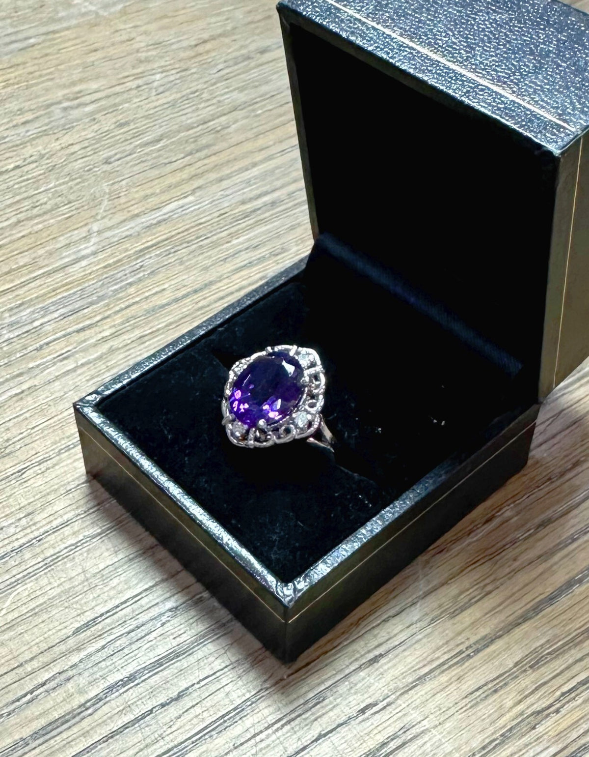 14K Amethyst Diamond Ring