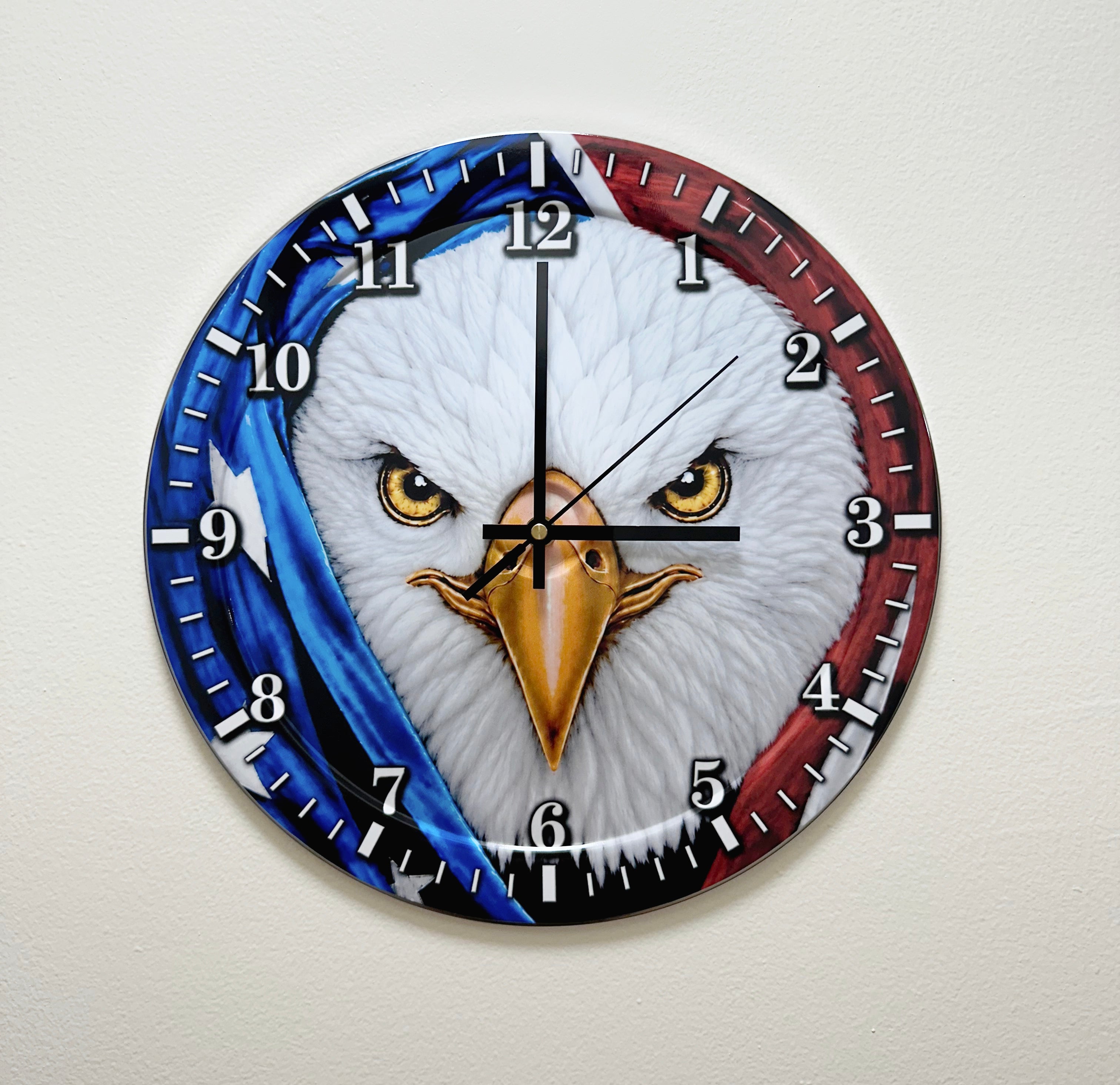 Wall Clock Silent Quartz American Eagle United States Flag Home Decor Wall Clock