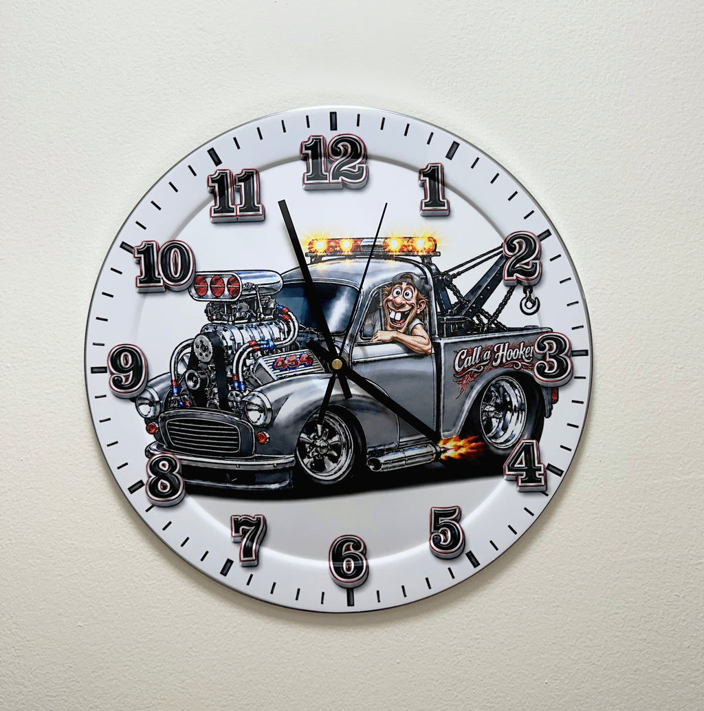 Wall Clock Silent Quartz Classic Muscle Car Hooker Tow Truck Home Decor Garage, Office