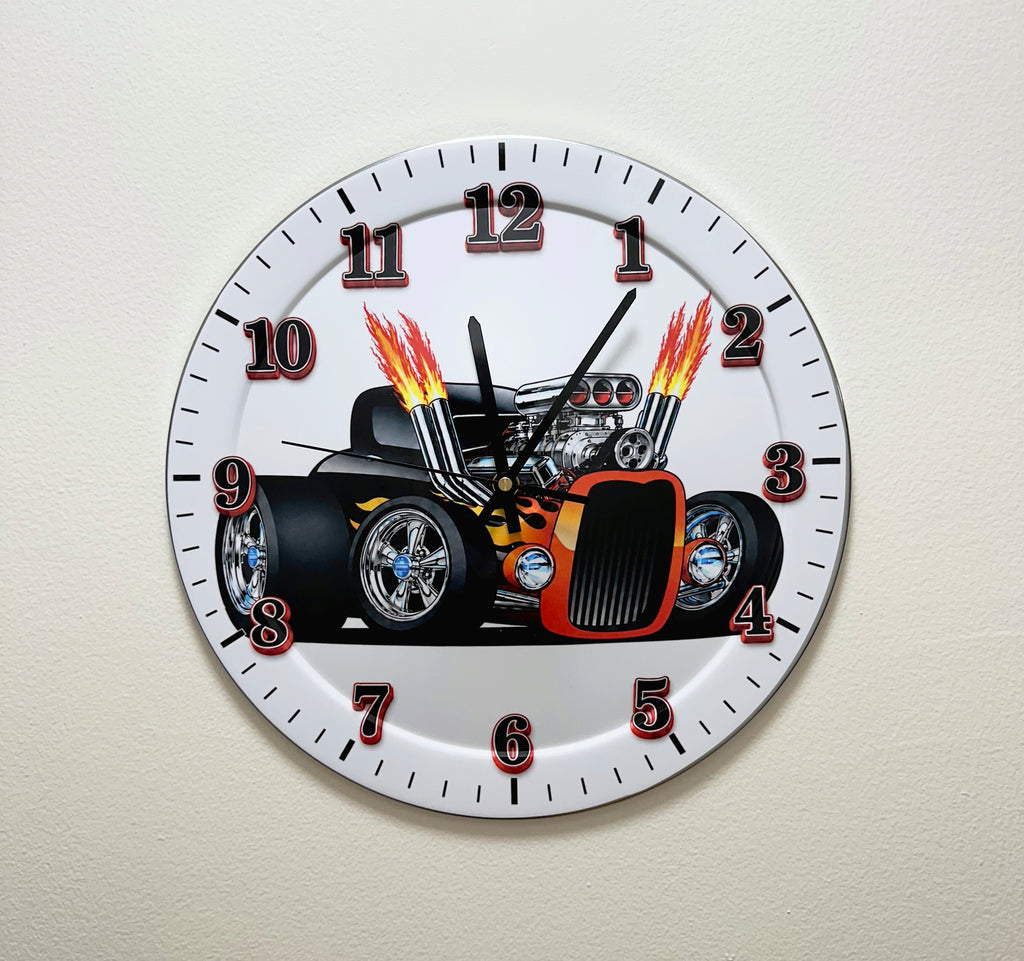Wall Clock Silent Quartz Classic Muscle Car Hot Rod Home Decor, Garage, Office