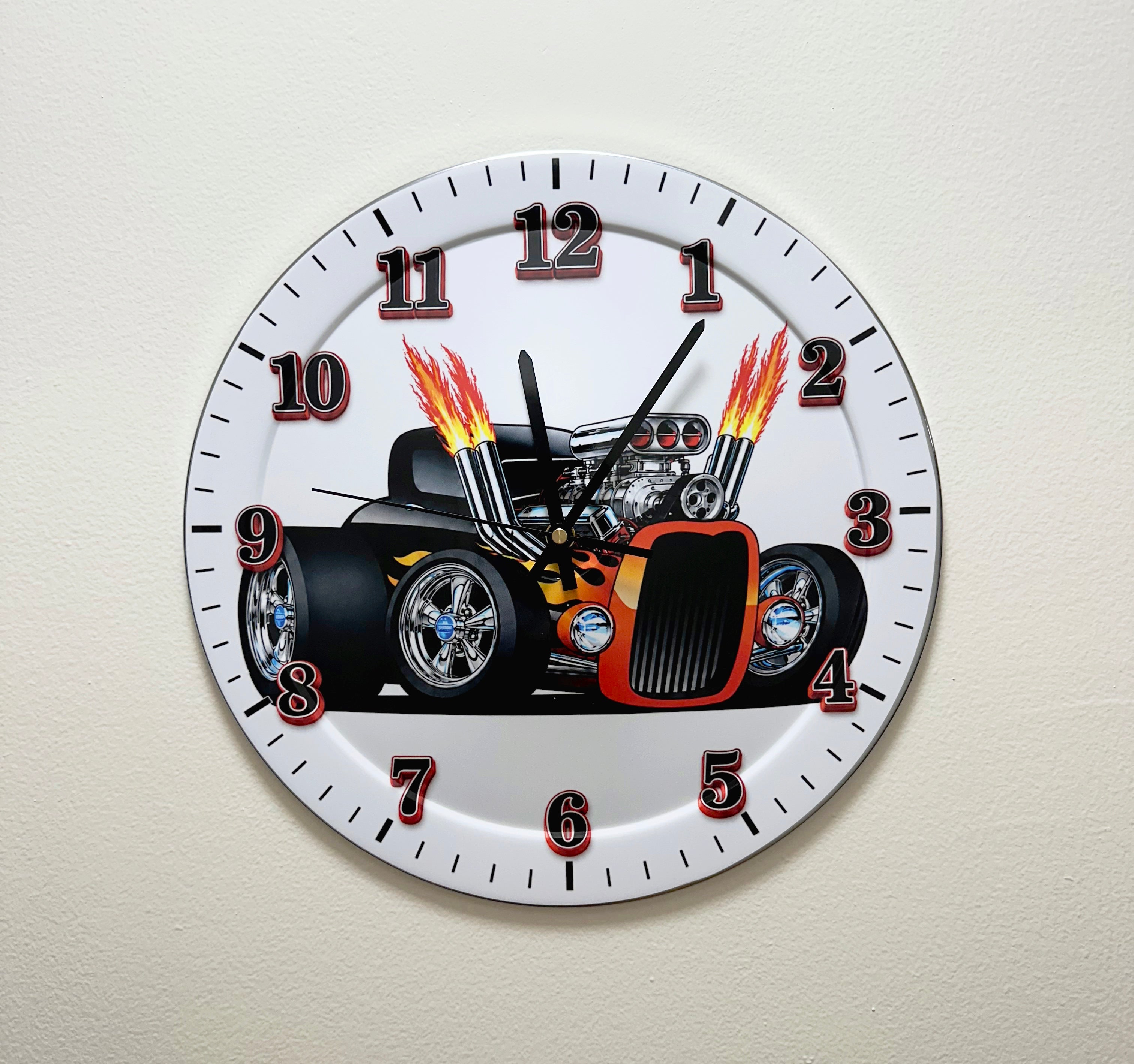 Wall Clock Silent Quartz Classic Muscle Car Hot Rod Home Decor, Garage, Office