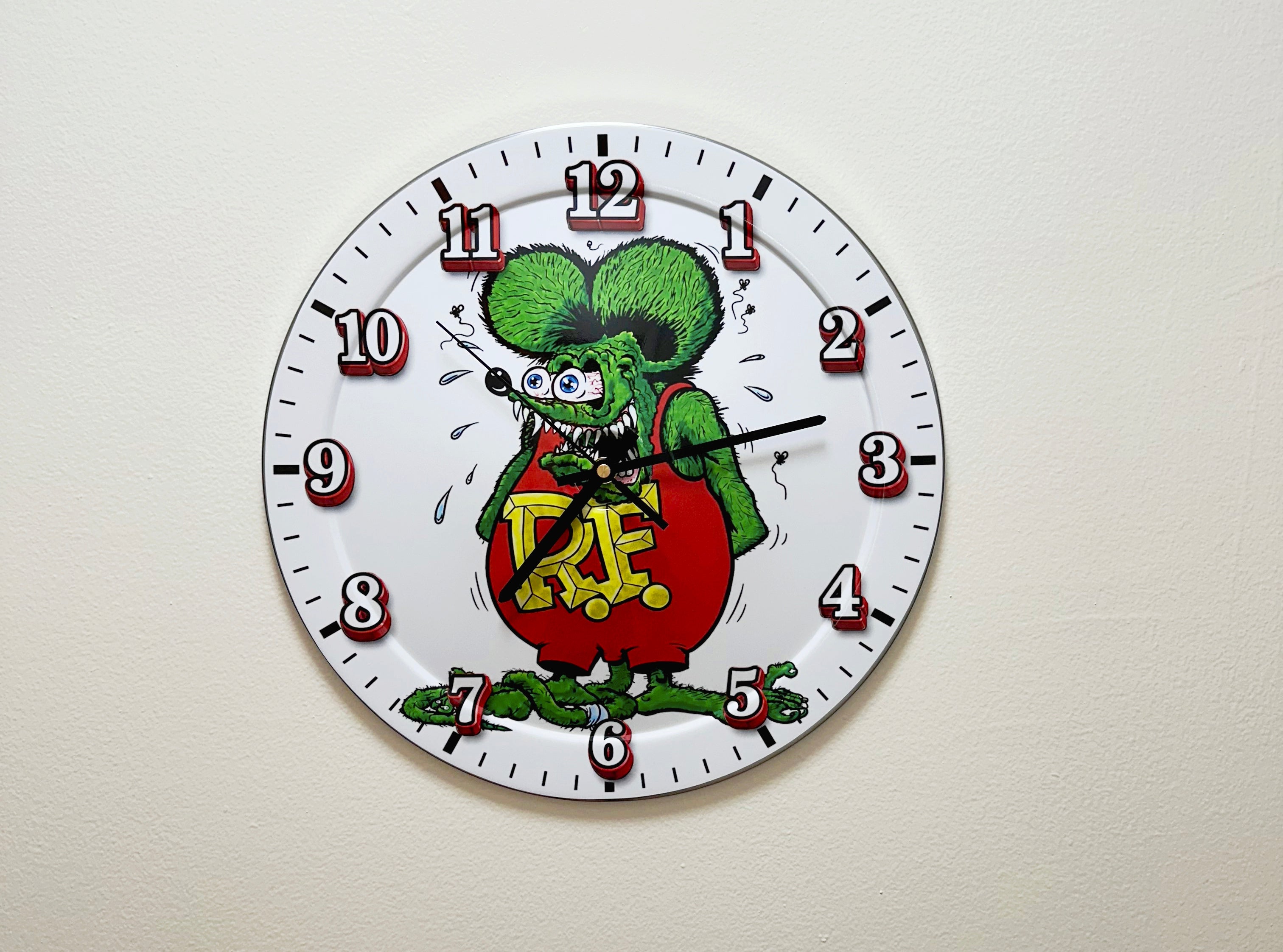 Wall Clock Quartz Classic Muscle Car Rat Fink Hot Rod, Home Decor Kitchen, Garage, Office