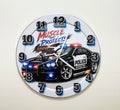 Wall Clock Silent Quartz Police Classic Muscle Car Home Decor Garage, Kitchen, Office