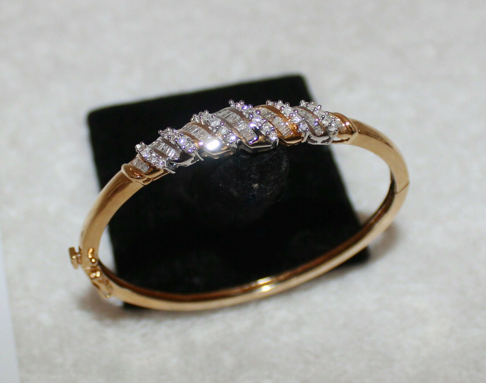 14K Gold Water Fall Diamond Bangle Bracelet