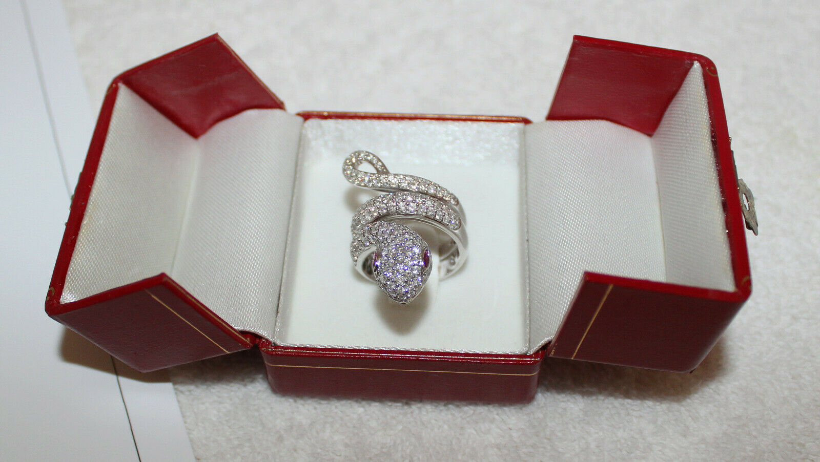 14K Diamond & Ruby Stone Snake Ring