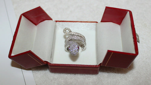 14K Diamond & Ruby Stone Snake Ring