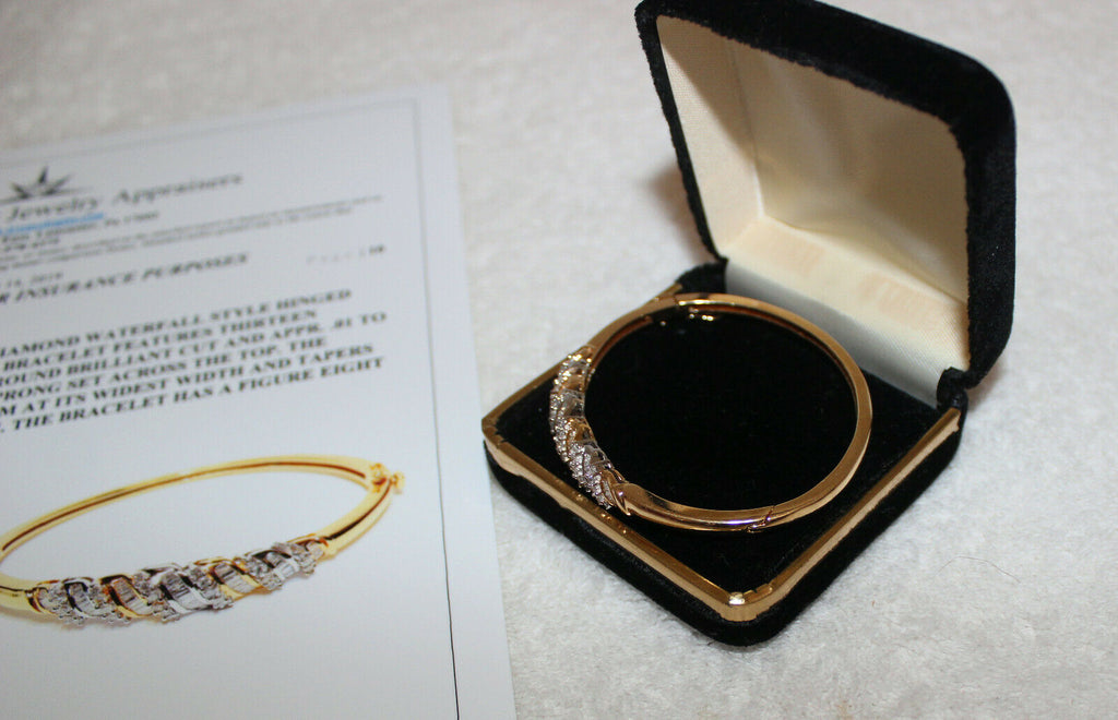 14K Gold Water Fall Diamond Bangle Bracelet