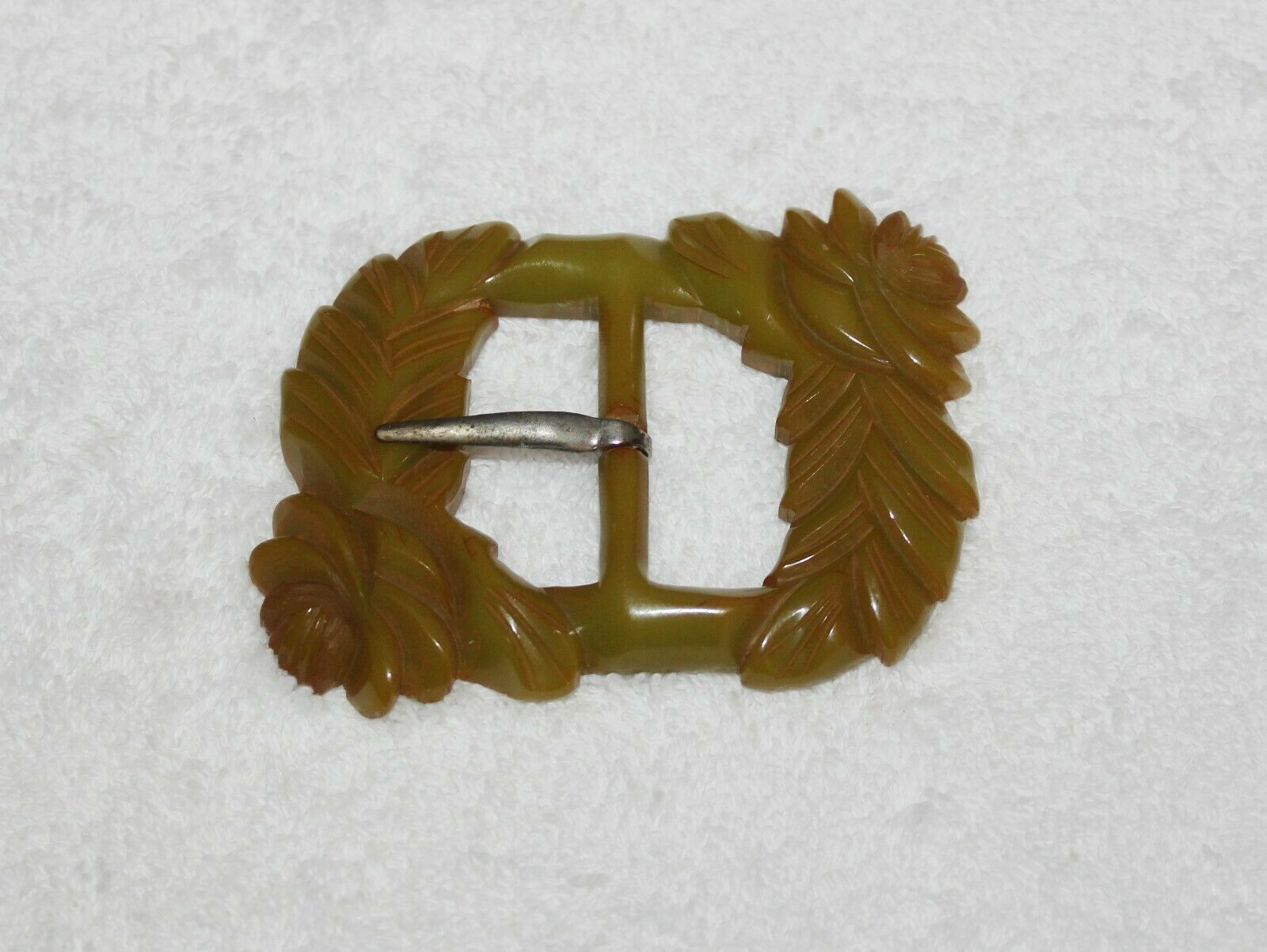Bakelite Belt Buckle Floral