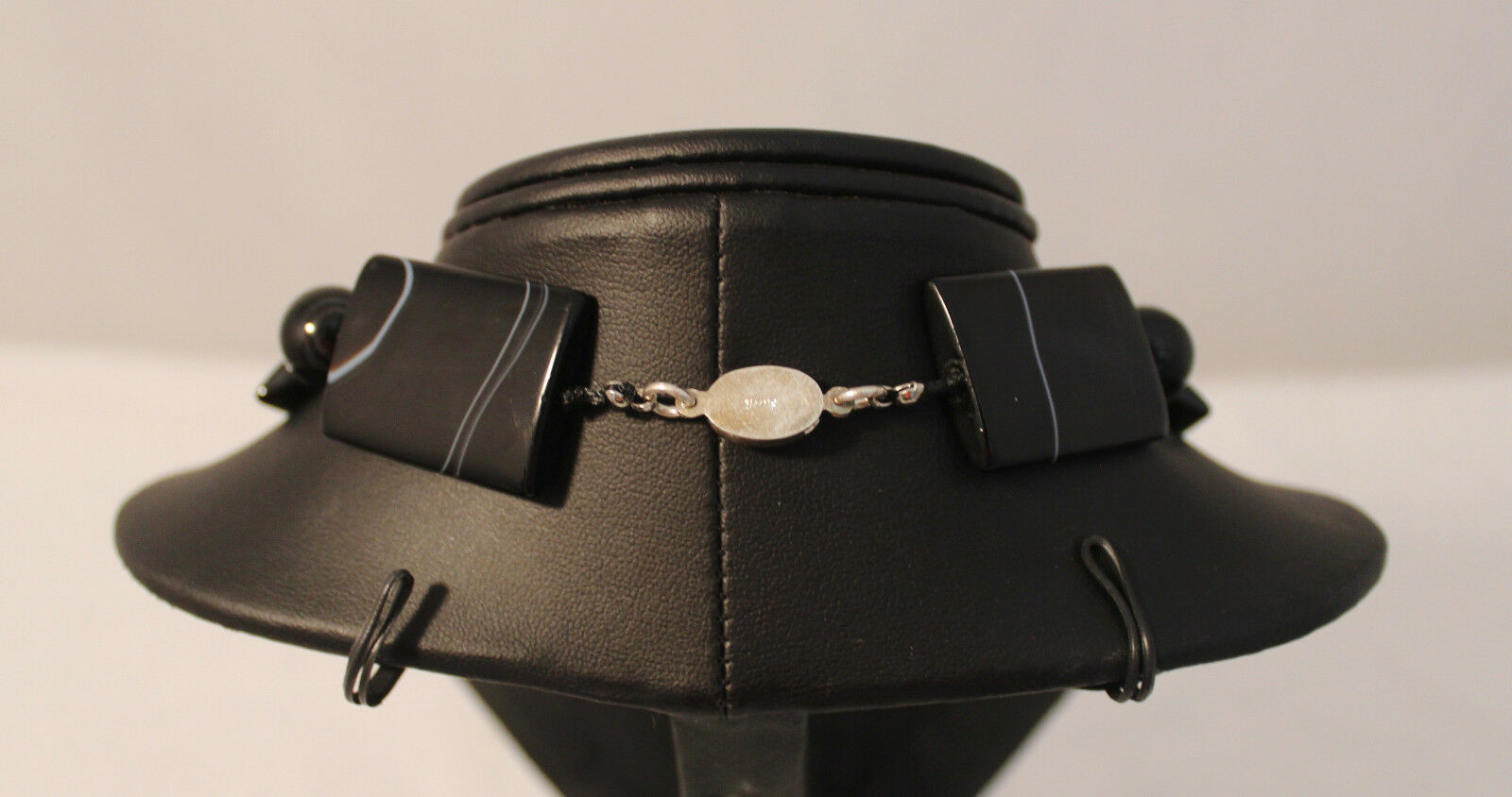 Antique Victorian Banded Agate Stone Bead Necklace 17.5"