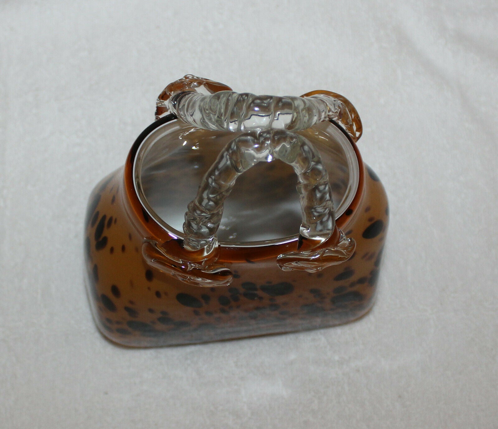 Murano Art Glass Leopard Hand Bag Vase