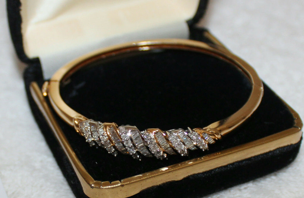 14K Gold Water Fall Diamond Bangle Bracelet
